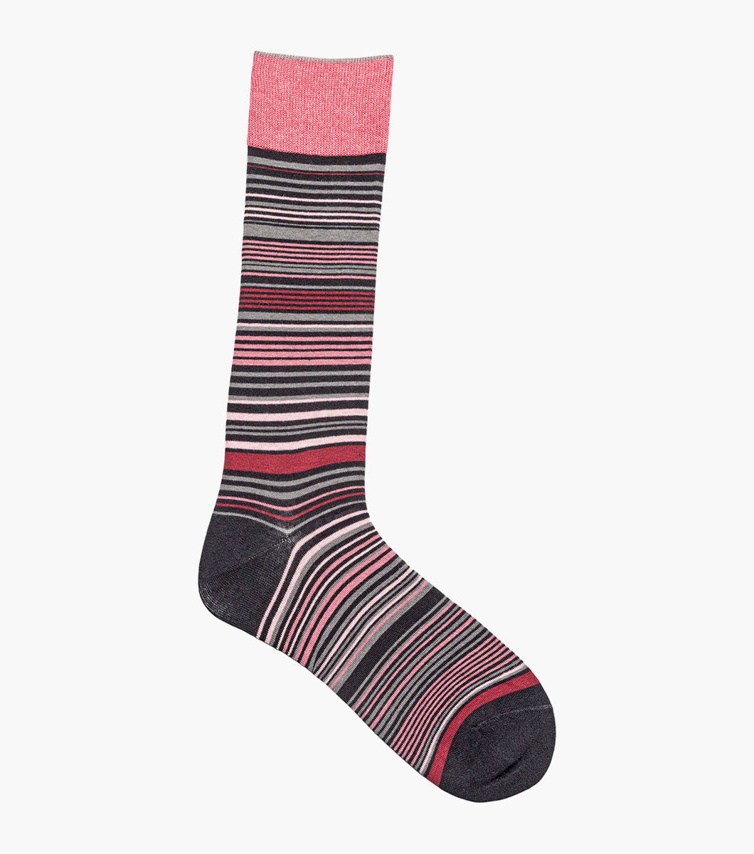 Stacy Adams Multi-Stripe Men's Crew Dress Socks Men’s Socks - Pink Multi