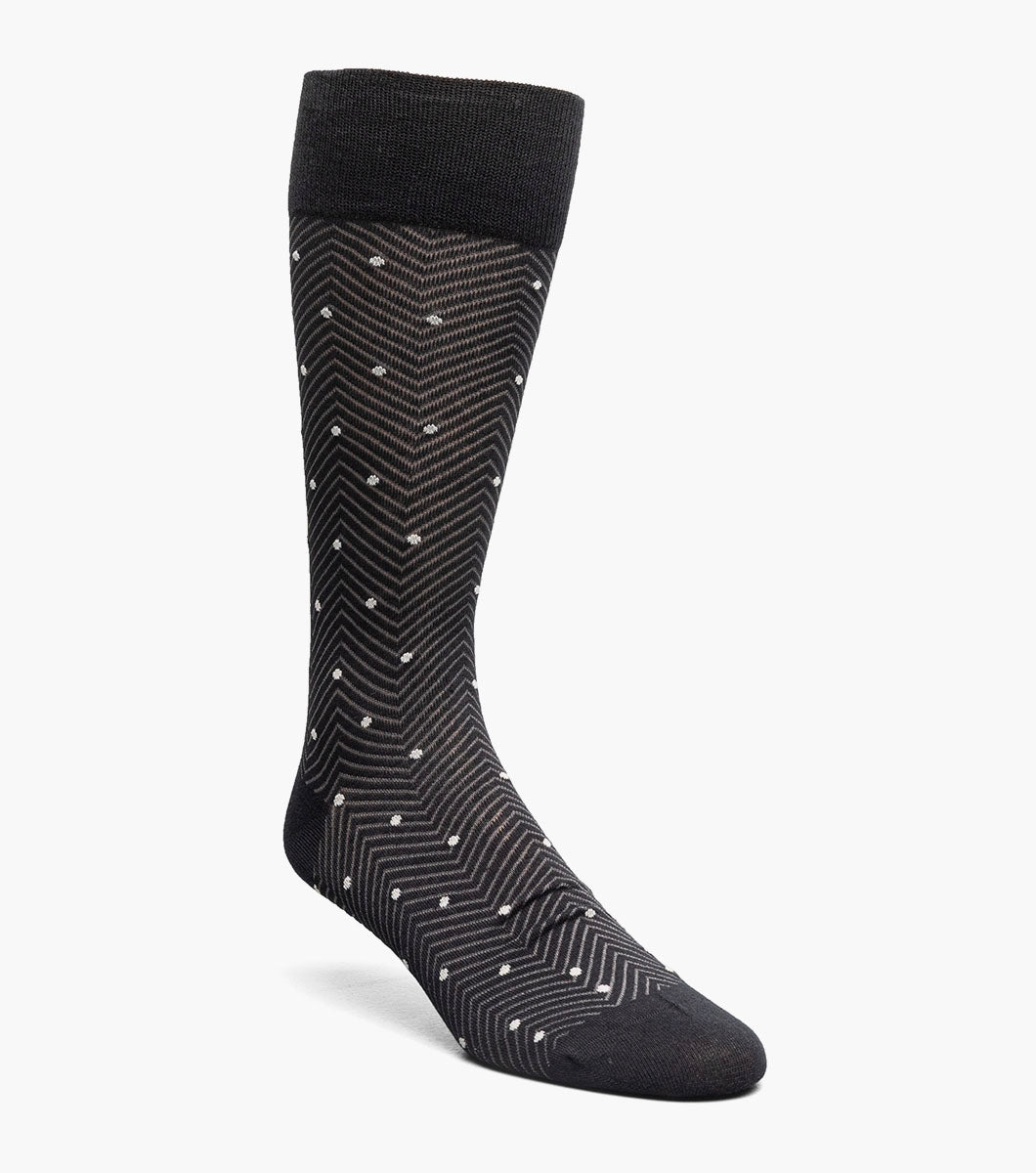 Stacy Adams Chevron Dots Men's Crew Dress Socks Men’s Socks - Black