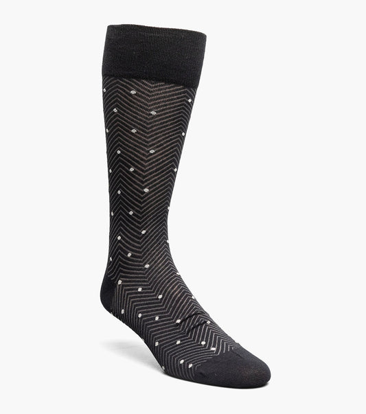 Stacy Adams Chevron Dots Men's Crew Dress Socks Men’s Socks - Black