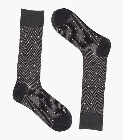 Stacy Adams Chevron Dots Men's Crew Dress Socks Men’s Socks - Black