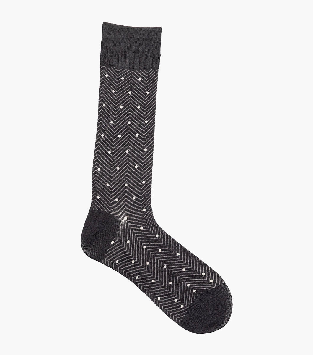 Stacy Adams Chevron Dots Men's Crew Dress Socks Men’s Socks - Black