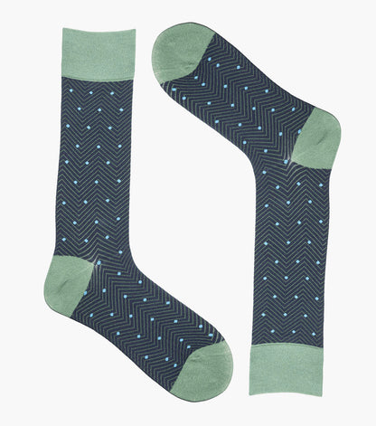 Stacy Adams Chevron Dots Men's Crew Dress Socks Men’s Socks - Navy/Green