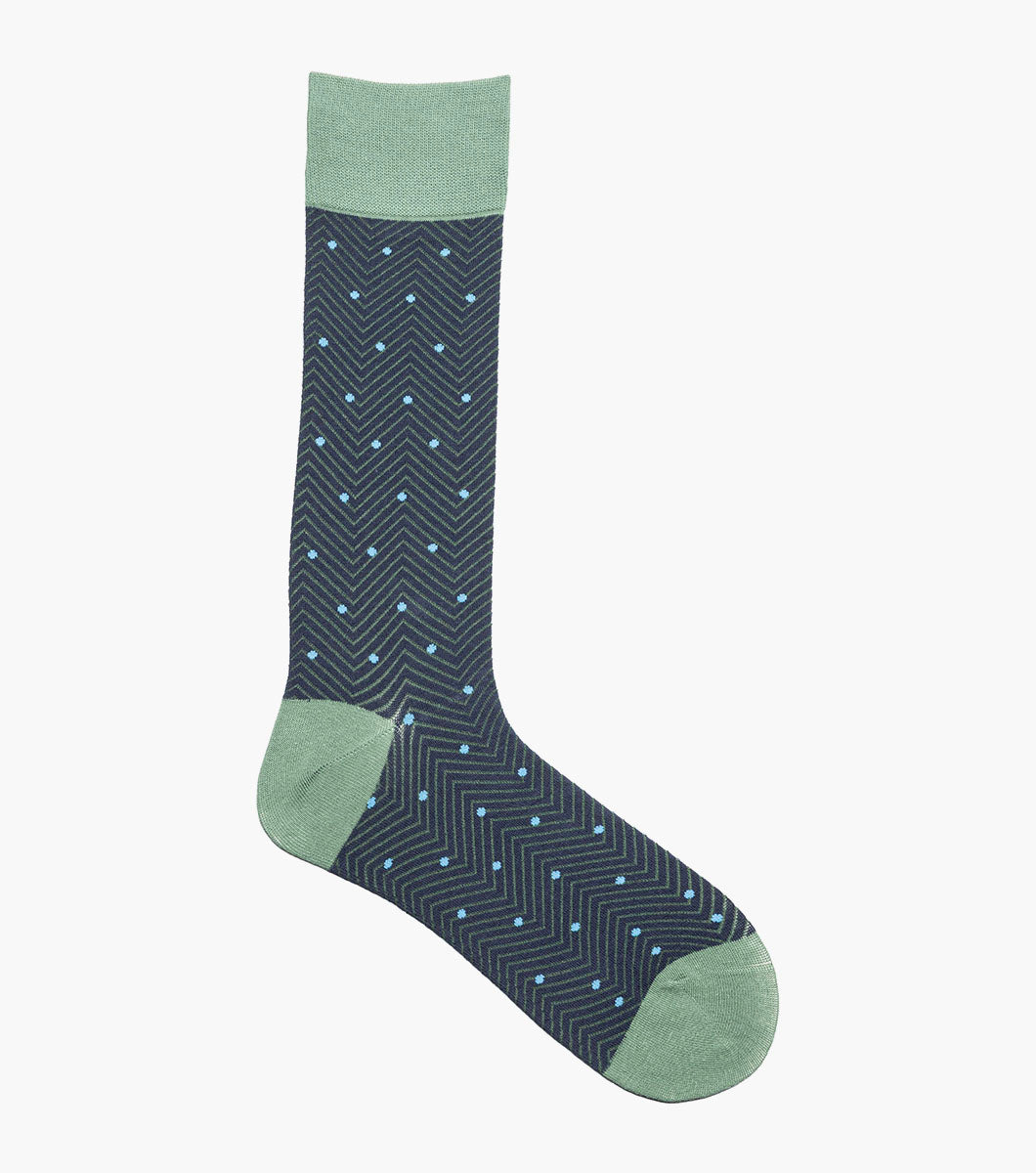 Stacy Adams Chevron Dots Men's Crew Dress Socks Men’s Socks - Navy/Green