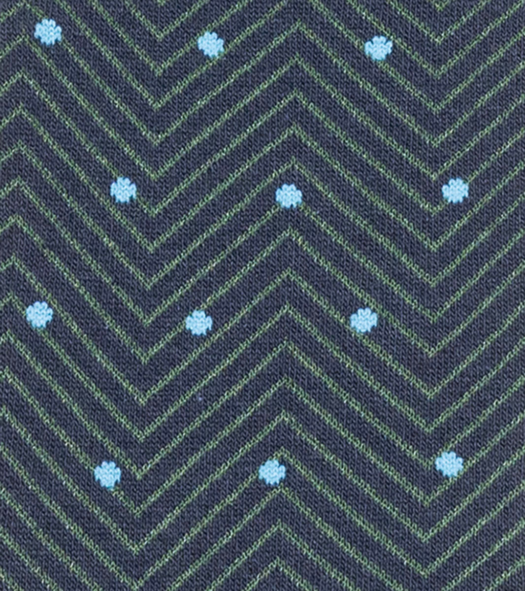 Stacy Adams Chevron Dots Men's Crew Dress Socks Men’s Socks - Navy/Green