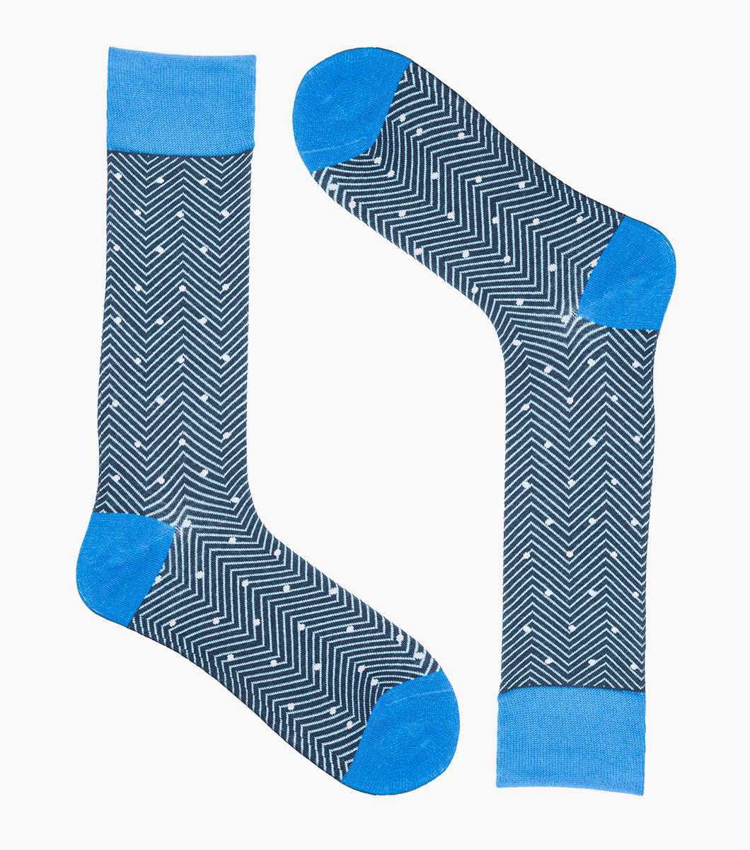 Stacy Adams Chevron Dots Men's Crew Dress Socks Men’s Socks - Blue
