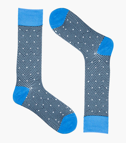 Stacy Adams Chevron Dots Men's Crew Dress Socks Men’s Socks - Blue