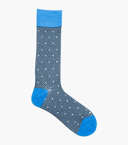 Stacy Adams Chevron Dots Men's Crew Dress Socks Men’s Socks - Blue