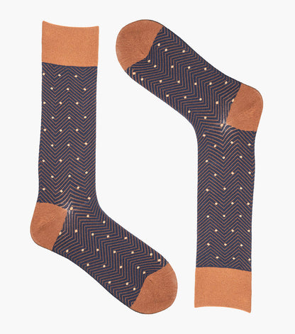 Stacy Adams Chevron Dots Men's Crew Dress Socks Men’s Socks - Navy