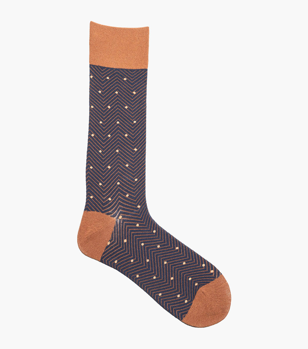 Stacy Adams Chevron Dots Men's Crew Dress Socks Men’s Socks - Navy