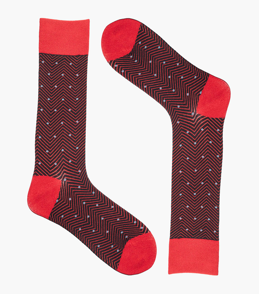 Stacy Adams Chevron Dots Men's Crew Dress Socks Men’s Socks - Red
