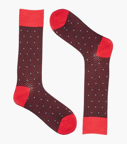 Stacy Adams Chevron Dots Men's Crew Dress Socks Men’s Socks - Red