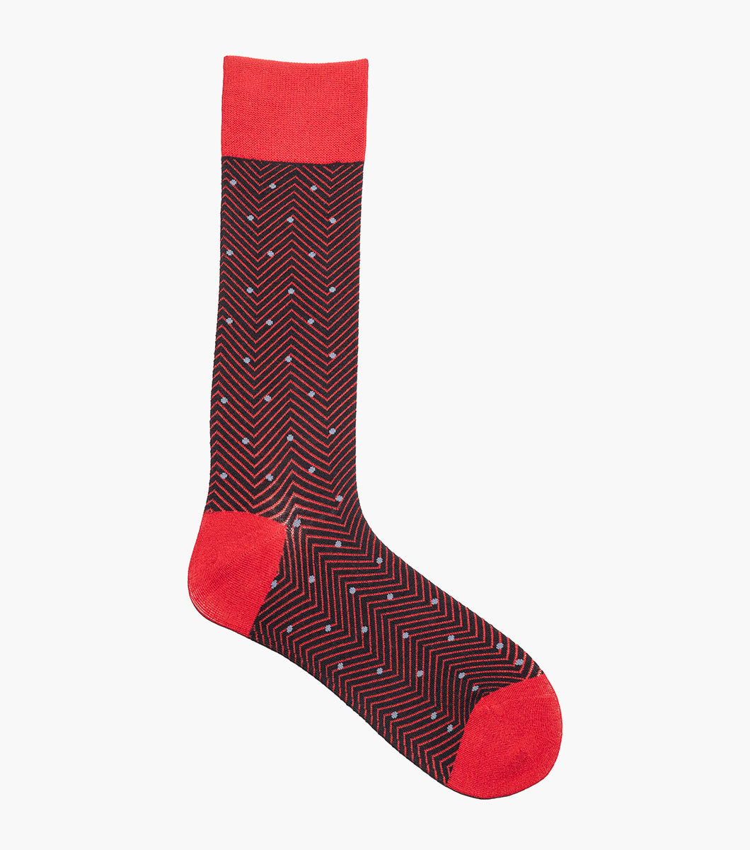 Stacy Adams Chevron Dots Men's Crew Dress Socks Men’s Socks - Red