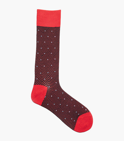 Stacy Adams Chevron Dots Men's Crew Dress Socks Men’s Socks - Red