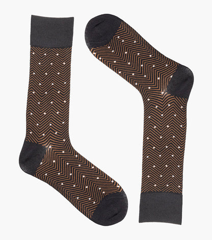Stacy Adams Chevron Dots Men's Crew Dress Socks Men’s Socks - Black Multi