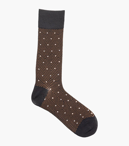 Stacy Adams Chevron Dots Men's Crew Dress Socks Men’s Socks - Black Multi