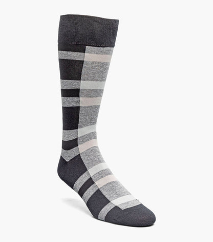 Stacy Adams Split-Stripes Men's Crew Dress Socks Men’s Socks - Black Multi