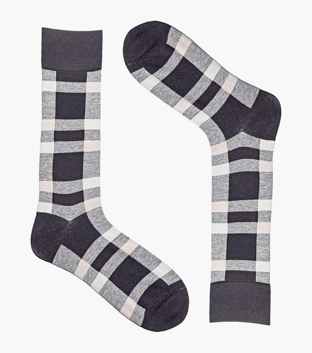Stacy Adams Split-Stripes Men's Crew Dress Socks Men’s Socks - Black Multi