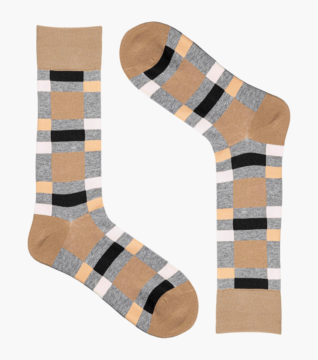 Stacy Adams Split-Stripes Men's Crew Dress Socks Men’s Socks - Gray Multi