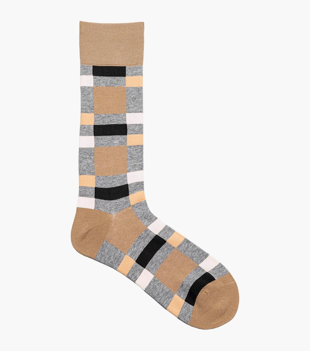 Stacy Adams Split-Stripes Men's Crew Dress Socks Men’s Socks - Gray Multi