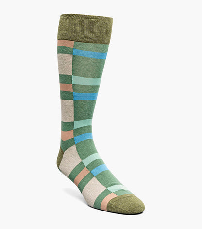 Stacy Adams Split-Stripes Men's Crew Dress Socks Men’s Socks - Green Multi