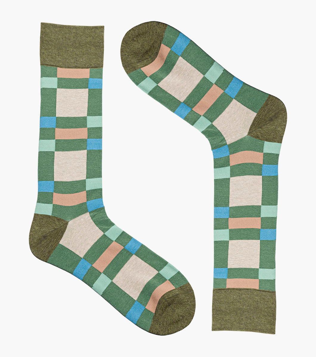 Stacy Adams Split-Stripes Men's Crew Dress Socks Men’s Socks - Green Multi