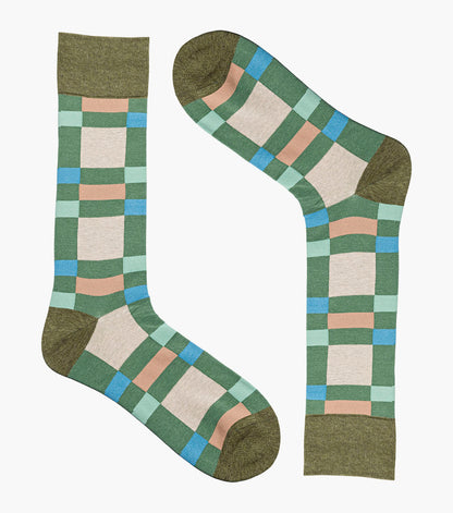 Stacy Adams Split-Stripes Men's Crew Dress Socks Men’s Socks - Green Multi