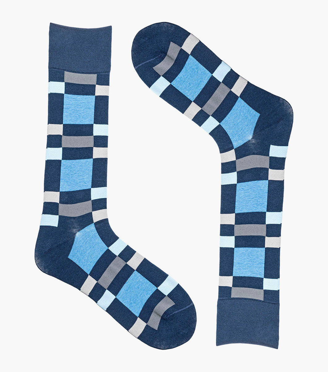 Stacy Adams Split-Stripes Men's Crew Dress Socks Men’s Socks - Blue Multi