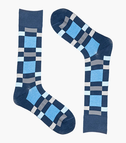 Stacy Adams Split-Stripes Men's Crew Dress Socks Men’s Socks - Blue Multi