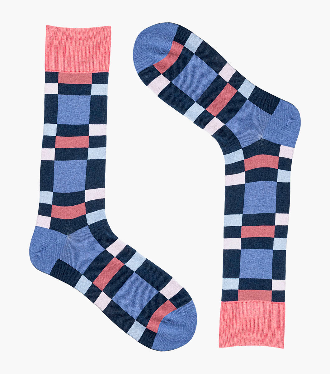 Stacy Adams Split-Stripes Men's Crew Dress Socks Men’s Socks - Navy Multi
