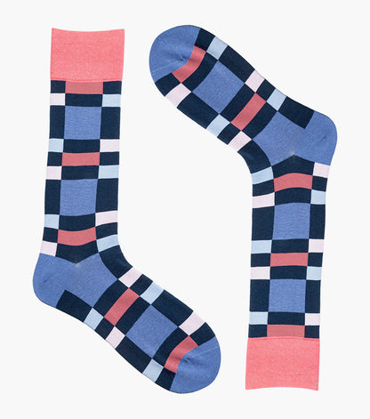 Stacy Adams Split-Stripes Men's Crew Dress Socks Men’s Socks - Navy Multi