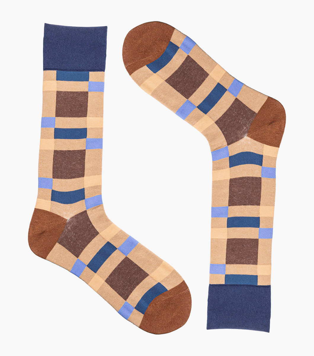 Stacy Adams Split-Stripes Men's Crew Dress Socks Men’s Socks - Brown Multi