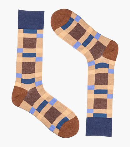 Stacy Adams Split-Stripes Men's Crew Dress Socks Men’s Socks - Brown Multi
