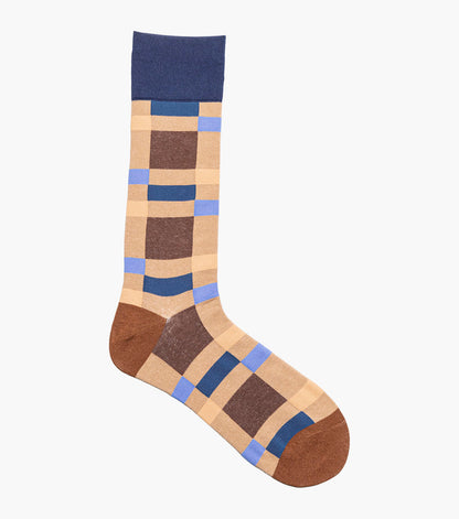 Stacy Adams Split-Stripes Men's Crew Dress Socks Men’s Socks - Brown Multi