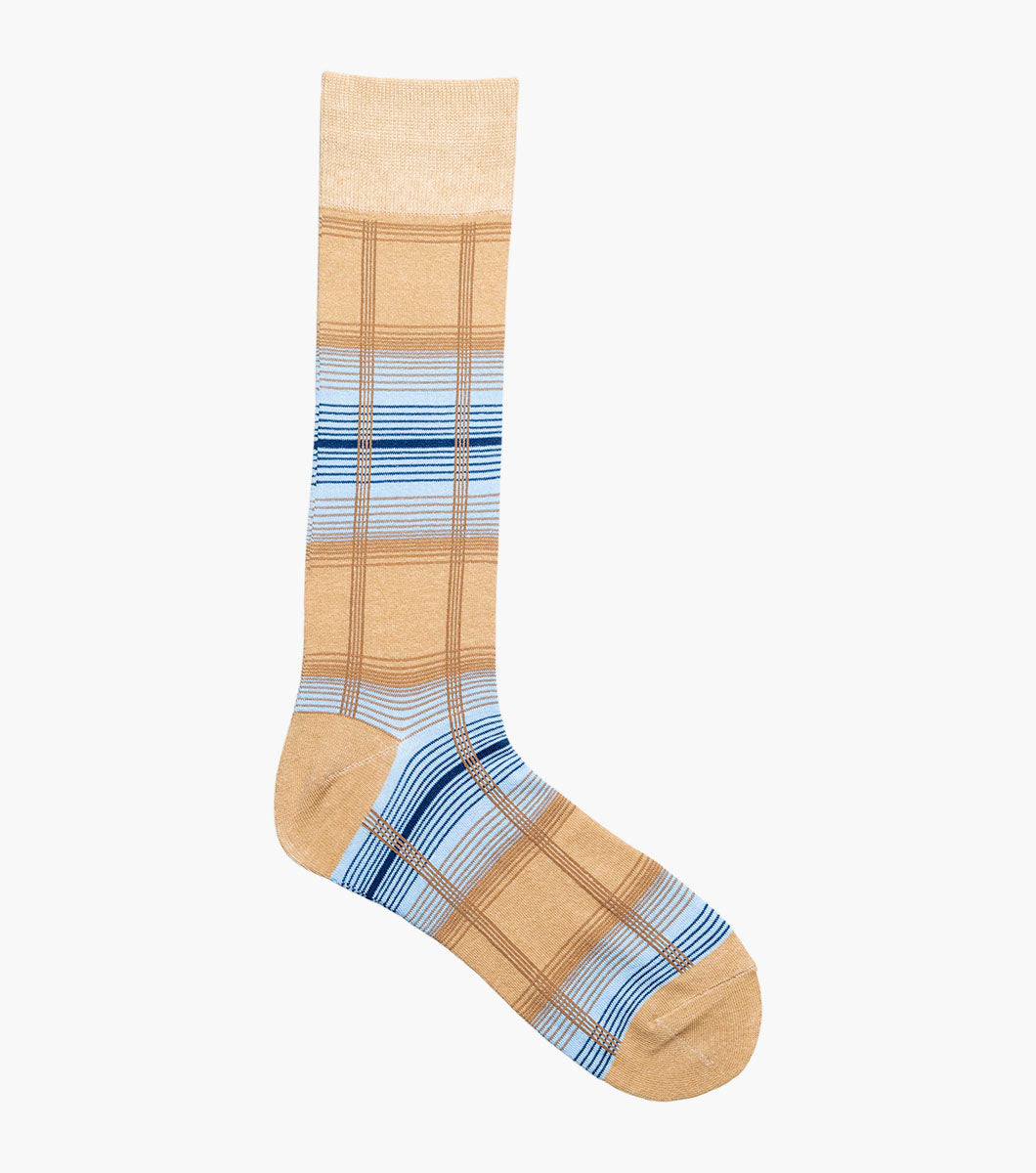 Stacy Adams Tri-Color Plaid Men's Crew Dress Socks Men’s Socks - Tan