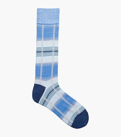 Stacy Adams Tri-Color Plaid Men's Crew Dress Socks Men’s Socks - Blue
