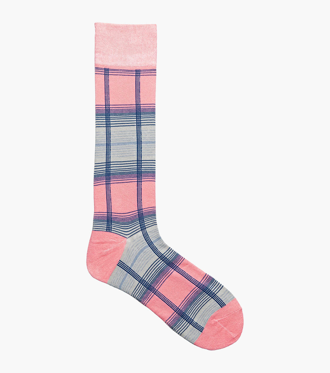 Stacy Adams Tri-Color Plaid Men's Crew Dress Socks Men’s Socks - Pink