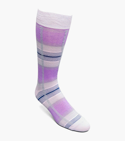 Stacy Adams Tri-Color Plaid Men's Crew Dress Socks Men’s Socks - Purple