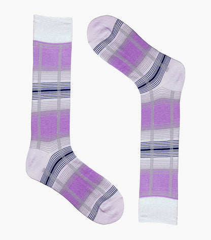 Stacy Adams Tri-Color Plaid Men's Crew Dress Socks Men’s Socks - Purple