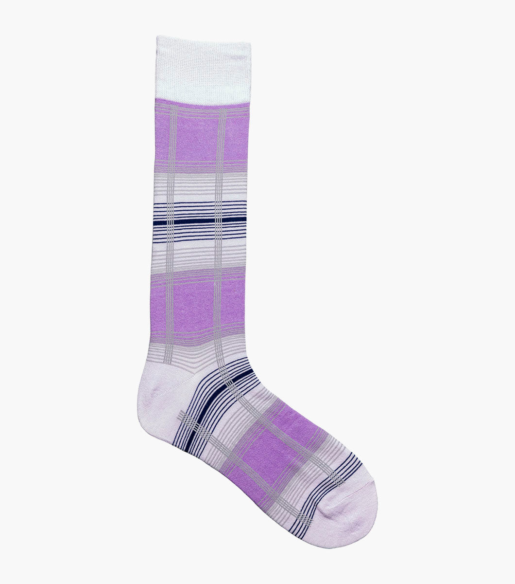 Stacy Adams Tri-Color Plaid Men's Crew Dress Socks Men’s Socks - Purple