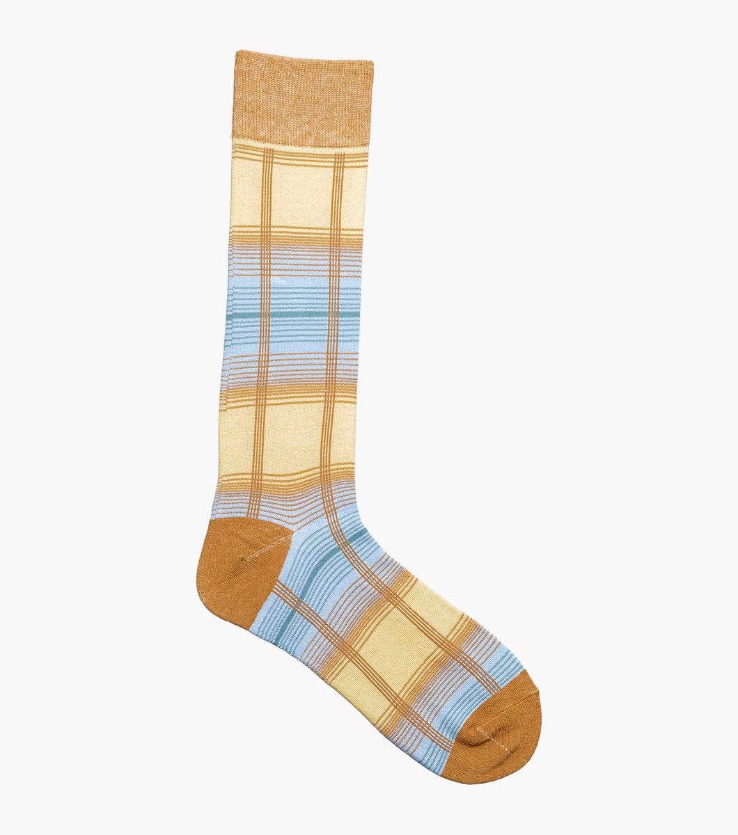 Stacy Adams Tri-Color Plaid Men's Crew Dress Socks Men’s Socks - Yellow
