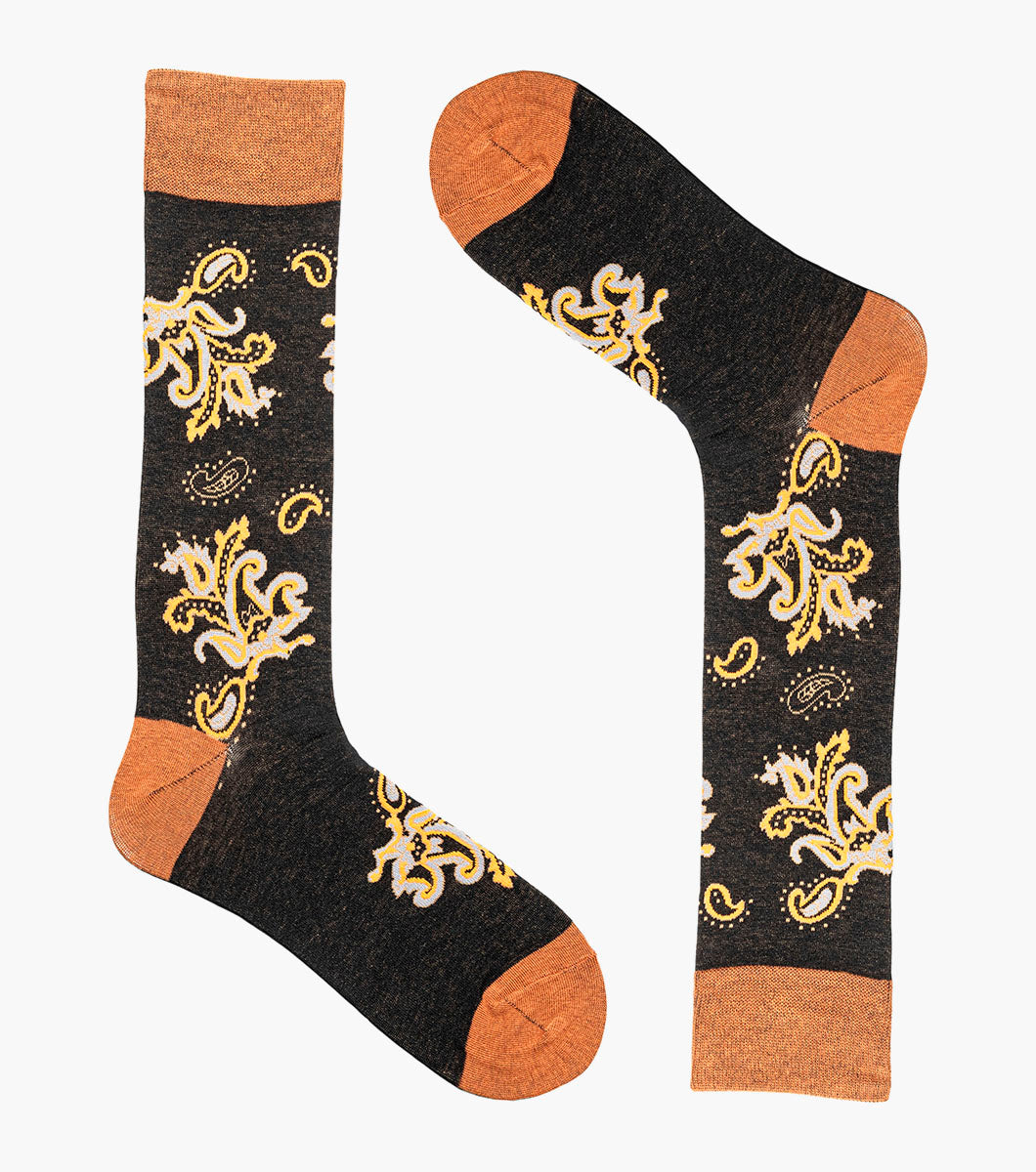 Stacy Adams Bold Paisley Men's Crew Dress Socks Men’s Socks - Black Multi