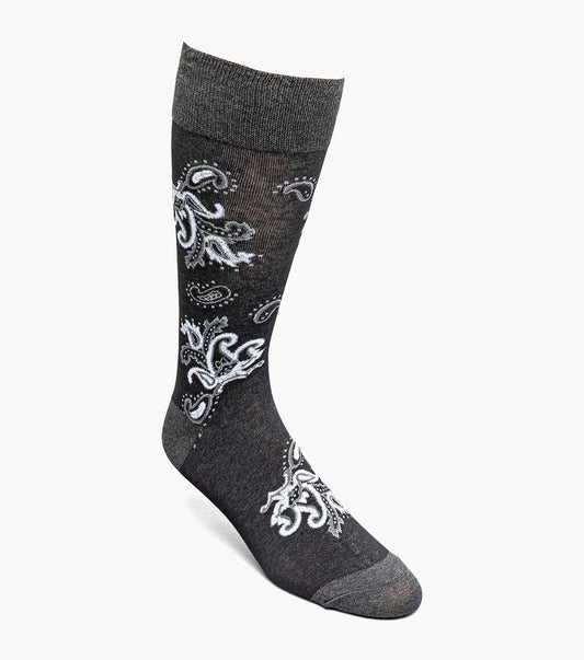 Stacy Adams Bold Paisley Men's Crew Dress Socks Men’s Socks - Black