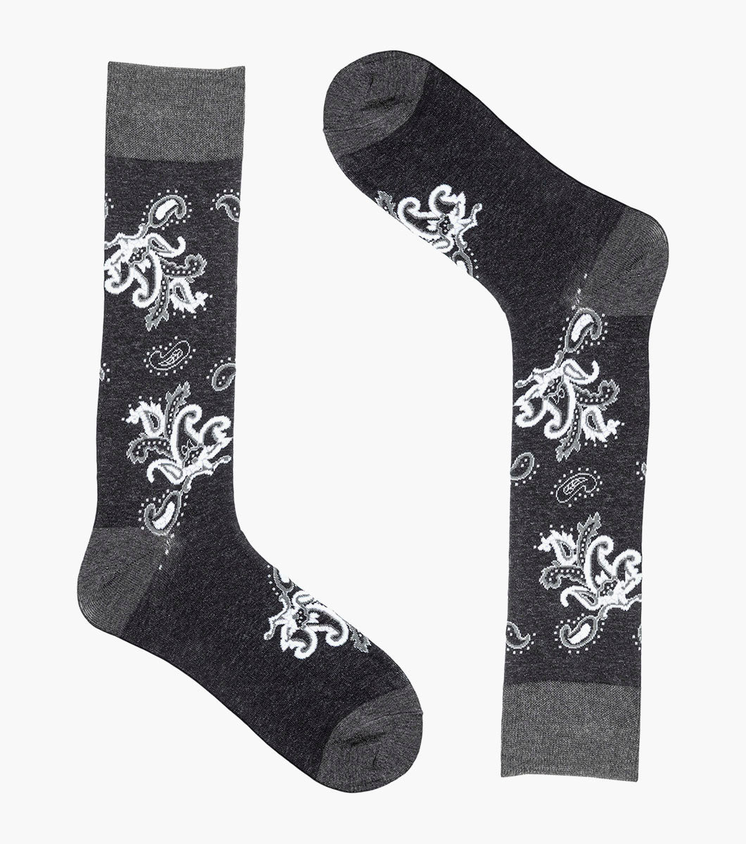 Stacy Adams Bold Paisley Men's Crew Dress Socks Men’s Socks - Black