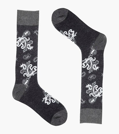 Stacy Adams Bold Paisley Men's Crew Dress Socks Men’s Socks - Black