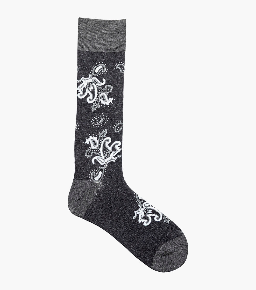 Stacy Adams Bold Paisley Men's Crew Dress Socks Men’s Socks - Black