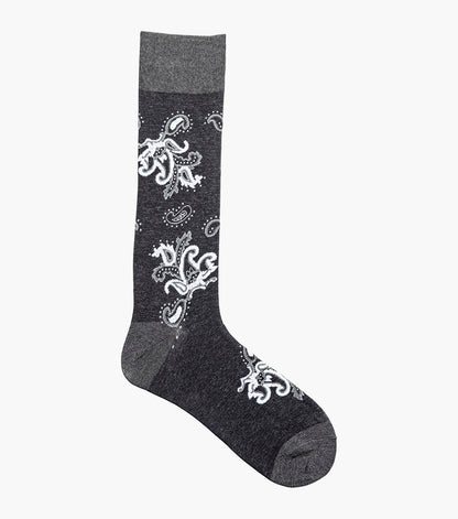 Stacy Adams Bold Paisley Men's Crew Dress Socks Men’s Socks - Black