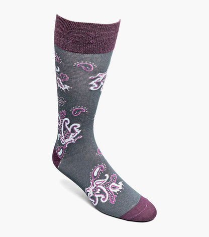 Stacy Adams Bold Paisley Men's Crew Dress Socks Men’s Socks - Dk Gray Multi