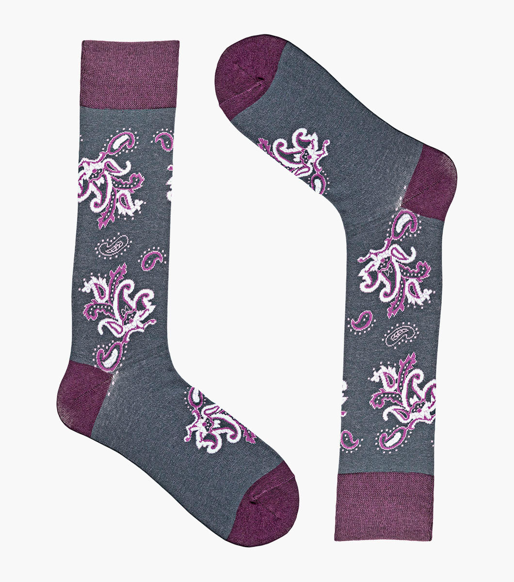 Stacy Adams Bold Paisley Men's Crew Dress Socks Men’s Socks - Dk Gray Multi