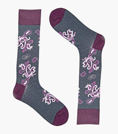 Stacy Adams Bold Paisley Men's Crew Dress Socks Men’s Socks - Dk Gray Multi