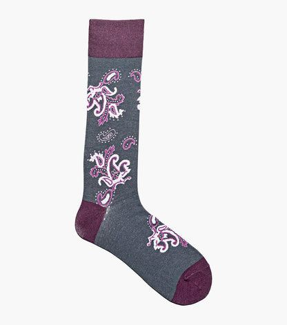Stacy Adams Bold Paisley Men's Crew Dress Socks Men’s Socks - Dk Gray Multi